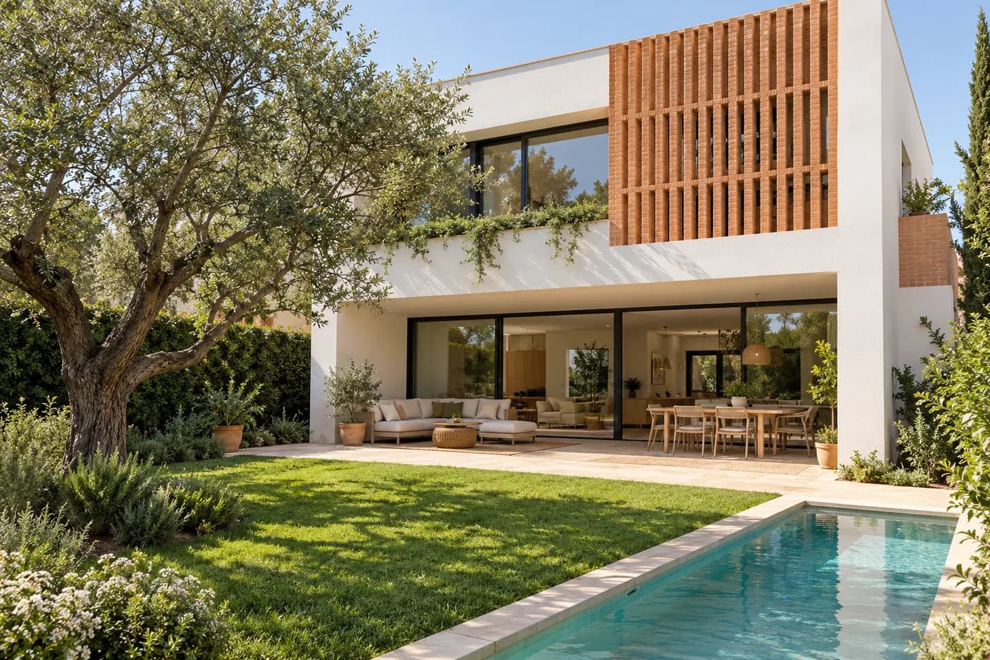 Casa contemporánea con jardín y piscina en Rocafort